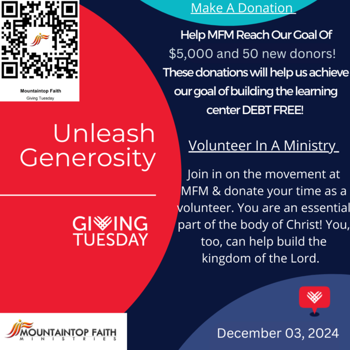 Giving Tuesday 2024 Mountaintop Faith Ministries