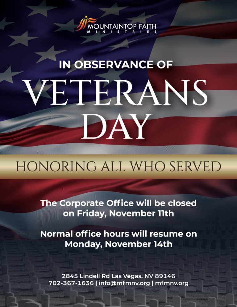 Office ClosedVeterans Day Mountaintop Faith Ministries