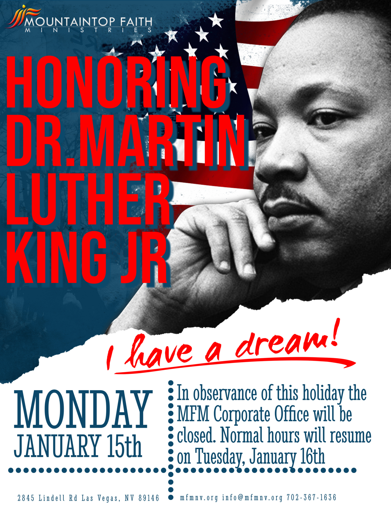 Martin Luther King Jr Day Flyer - Mountaintop Faith Ministries